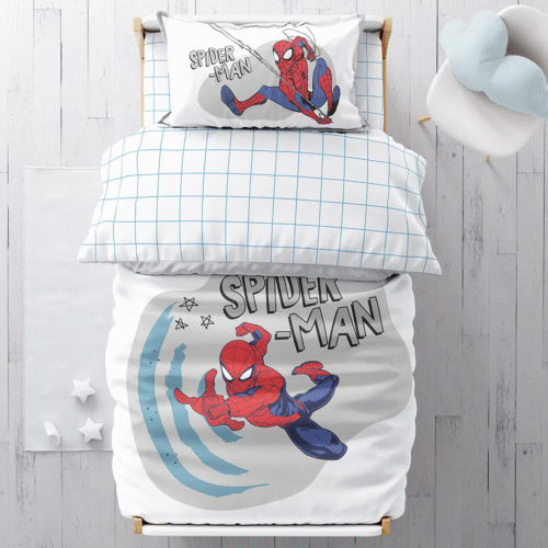 מצעים למיטת תינוק / מעבר | 100% כותנה | ספיידרמן תינוק