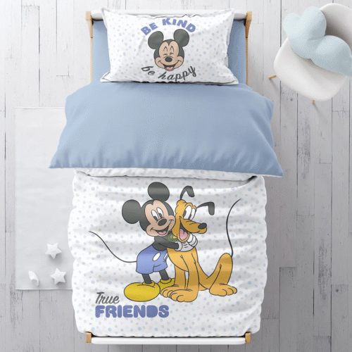 מצעים למיטת תינוק / מעבר | 100% כותנה | מיקי ופלוטו