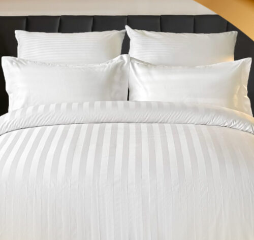 סט מצעים 100% כותנה מפנקת - פסים לבן בית מלון