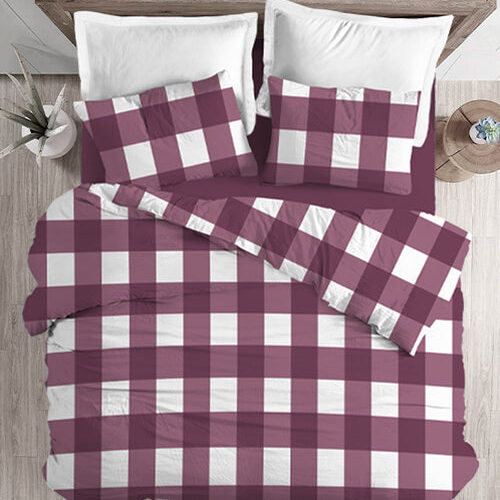 סט מצעים  | 100 אחוז כותנה איכותית | דגם אטלנטיק בורדו