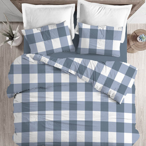 סט מצעים  | 100 אחוז כותנה איכותית | דגם אטלנטיק כחול