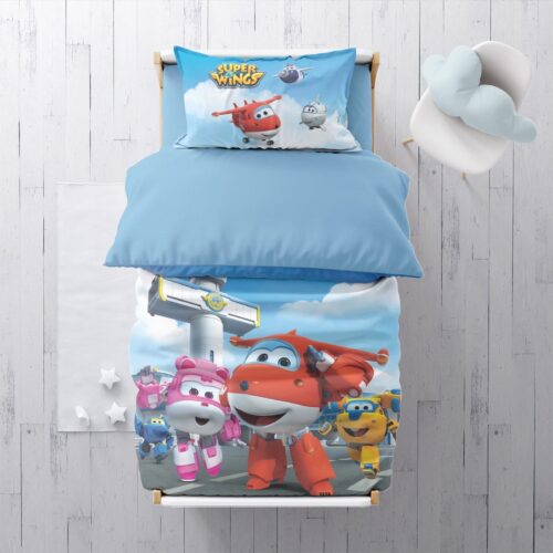 מצעים למיטת תינוק / מעבר | 100% כותנה | מטוסי העל