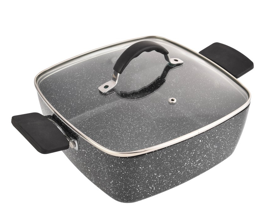 סיר טיגון מרובע 24 ס"מ 4.3 ליטר Culinary שחור עם סל טיגון ומגש אידוי – תמונה 2