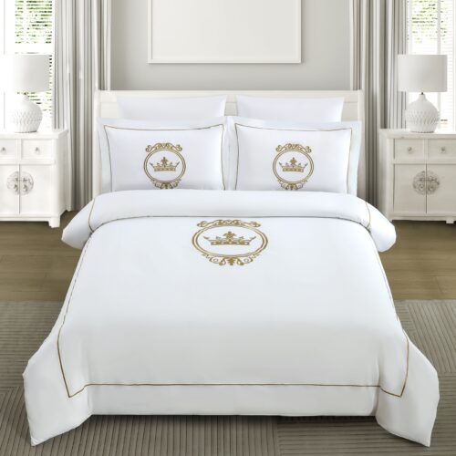 מצעי כותנה בעיבוד סאטן בשילוב רקמה | דגם רויאלטי פרינס