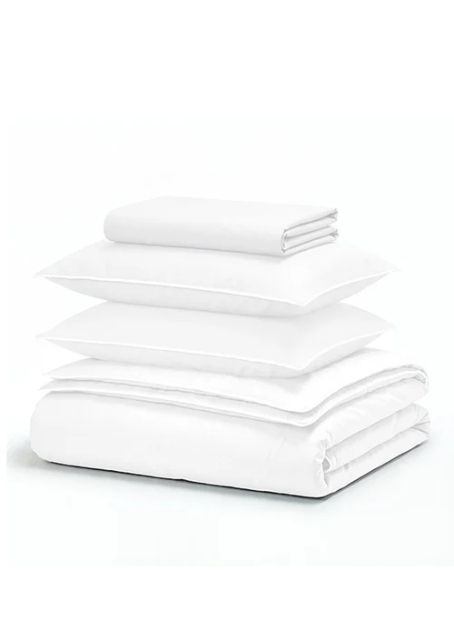 סט מצעים | 100 אחוז כותנה פרקל | דגם עמנואל לבן – תמונה 3