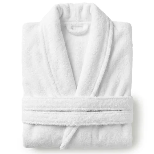חלוק רחצה כותנה למבוגרים - לבן
