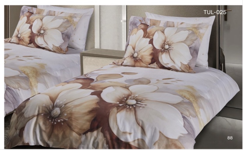 סט מצעים למיטה יהודית - פרקל כותנה T200 דגם טוליפ 025