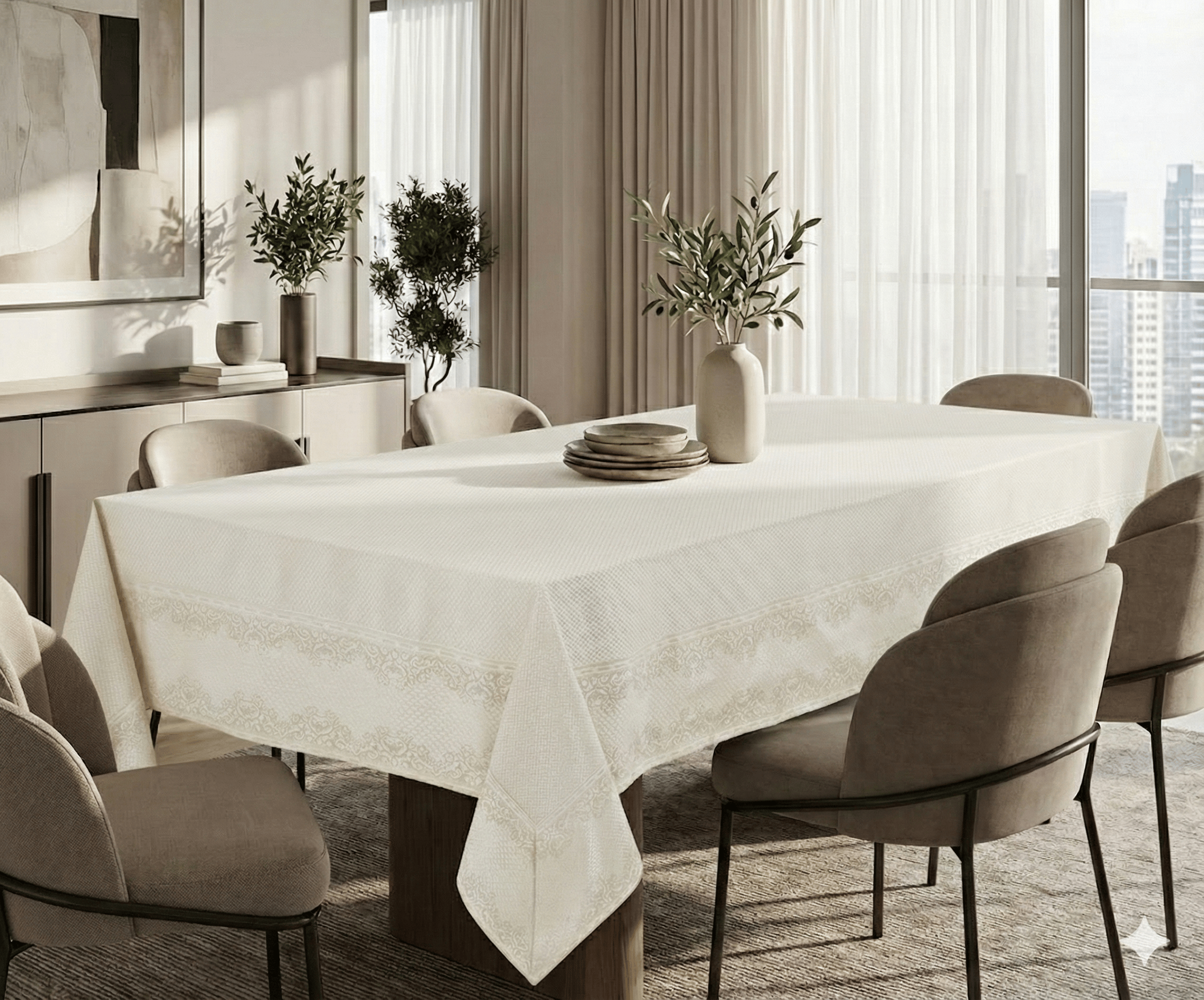 מפת ארוח ג'קארד דגם ארבל במגוון צבעים – תמונה 2