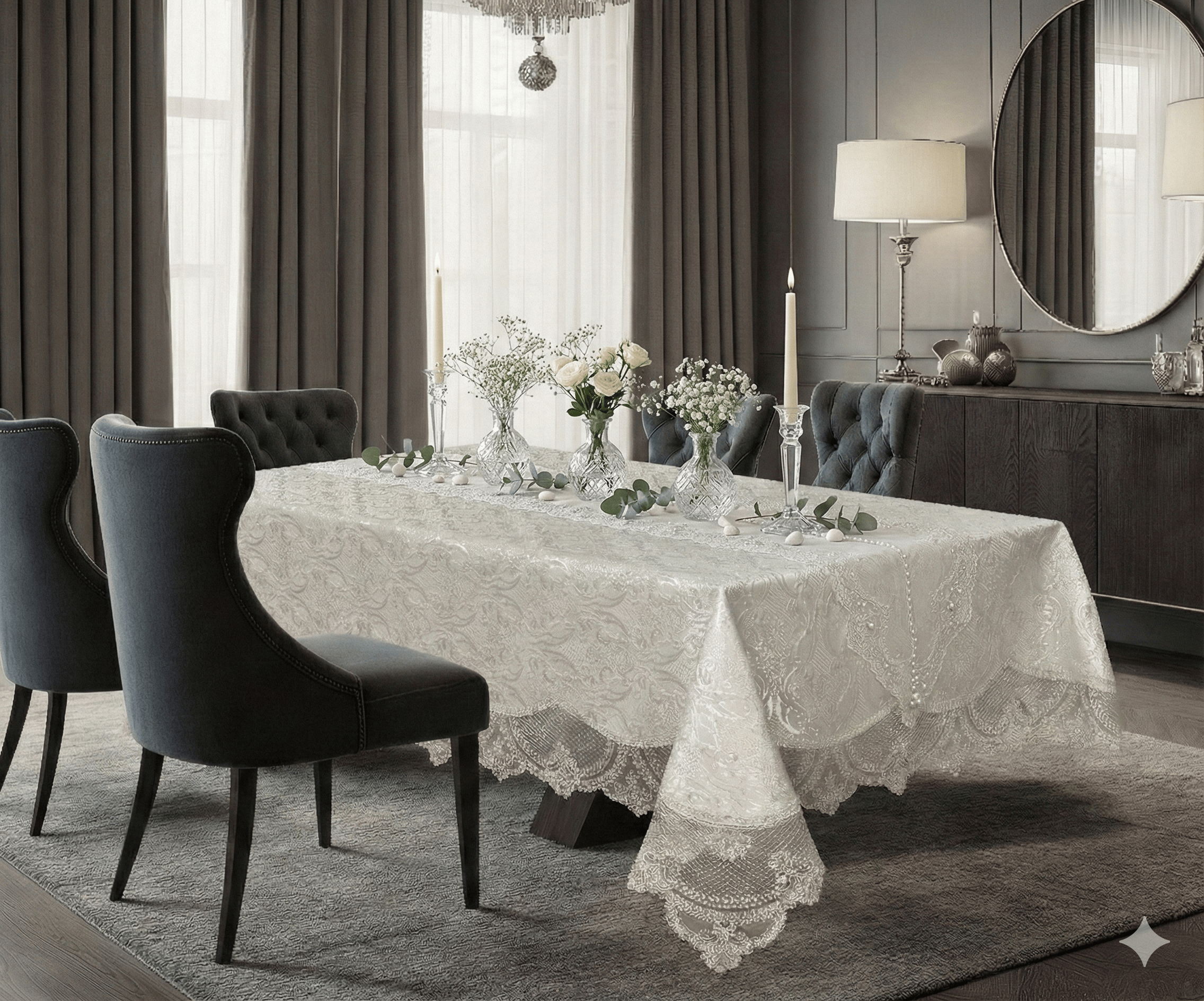 מפת ארוח ג'קארד תחרה דגם לינוי במגוון צבעים – תמונה 2