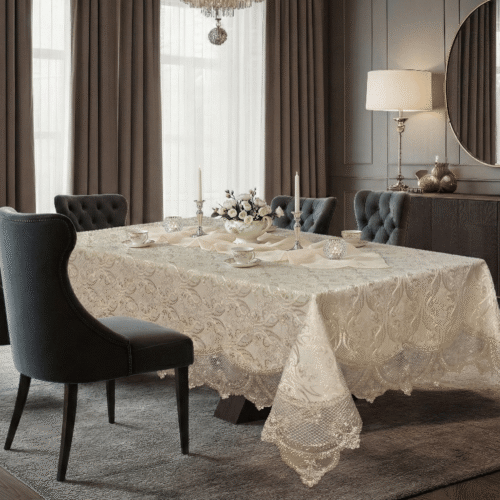 מפת ארוח ג'קארד תחרה דגם לינוי במגוון צבעים