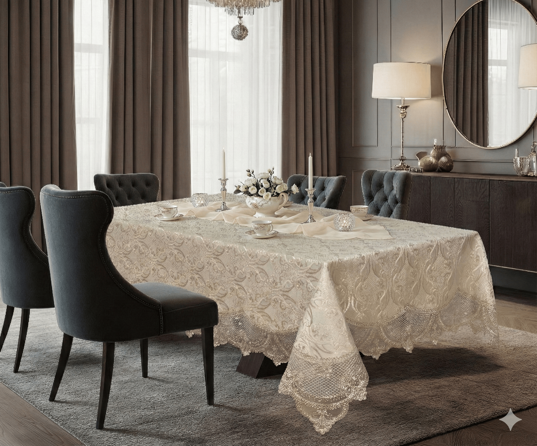 מפת ארוח ג'קארד תחרה דגם לינוי במגוון צבעים