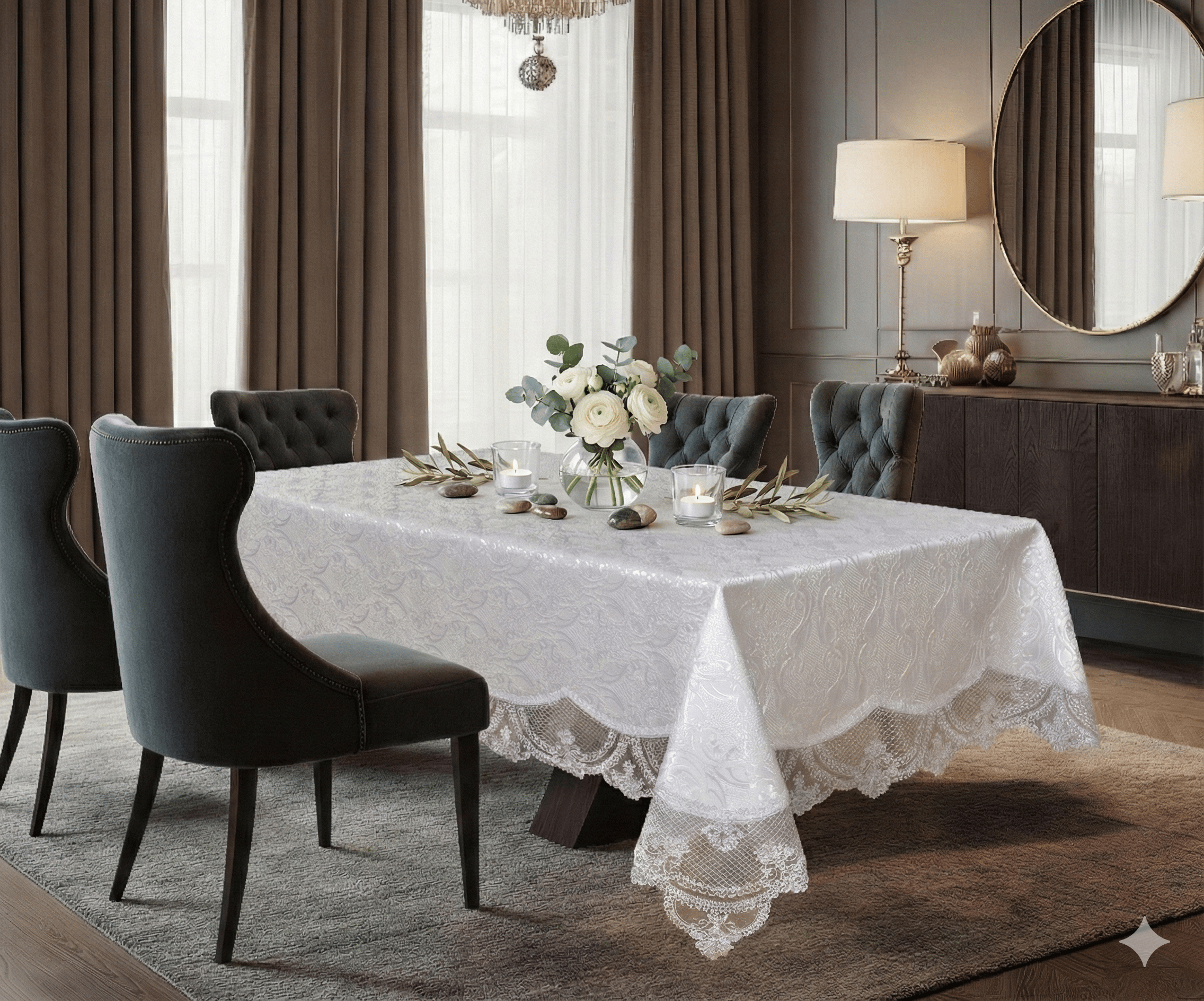 מפת ארוח ג'קארד תחרה דגם לינוי במגוון צבעים – תמונה 3